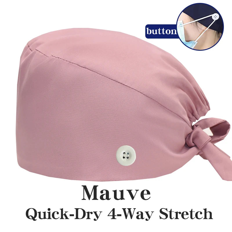 Comfort Band Scrub Cap Mauve Button