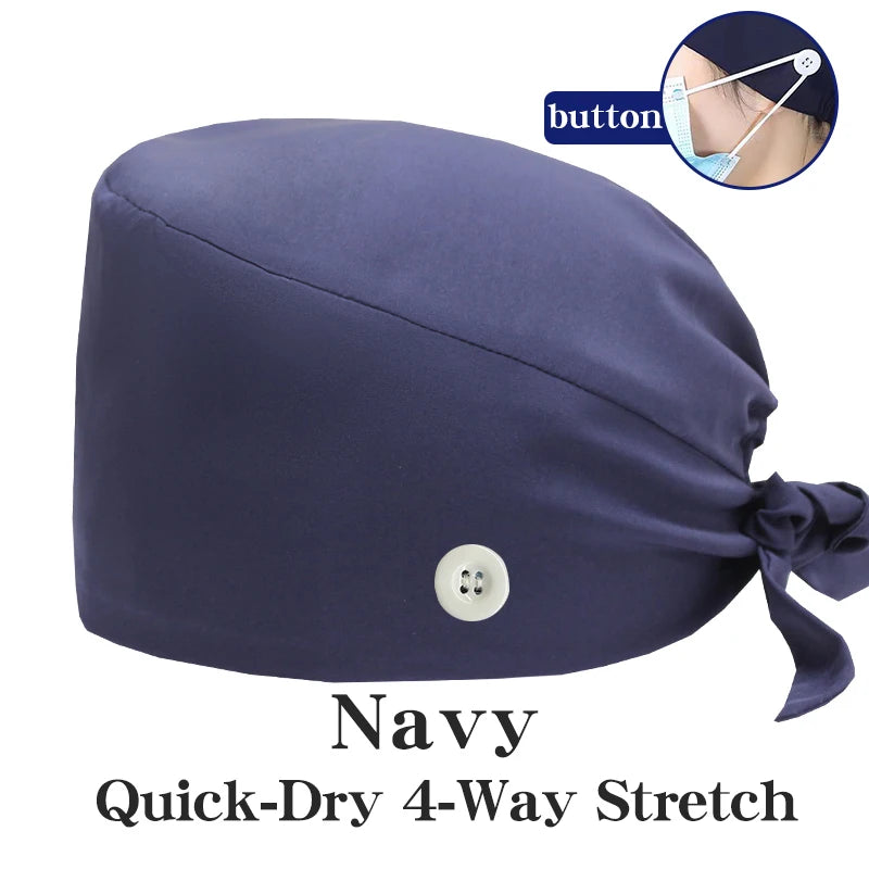 Comfort Band Scrub Cap Navy Button